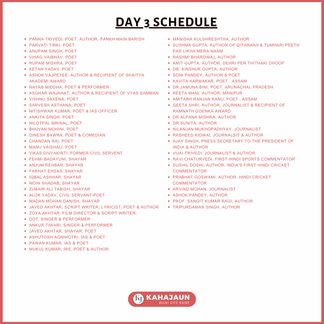 Sahitya AajTak 2023 Schedule Day 3